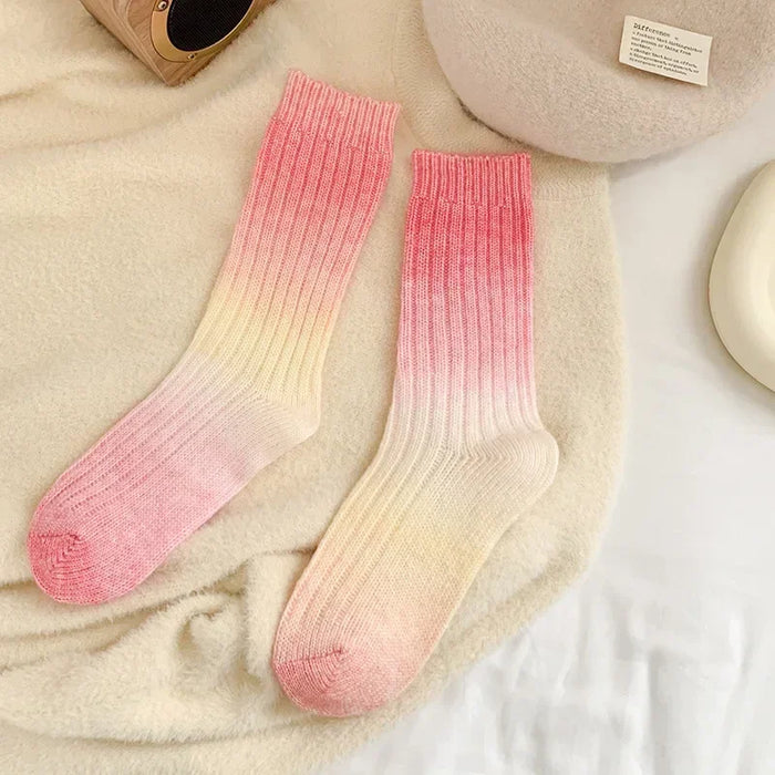 Winter Thick Warm Long Socks Gradient Wool Cashmere Socks